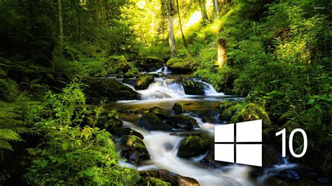 Windows 10 over the forest creek simple logo wallpaper - Computer ...