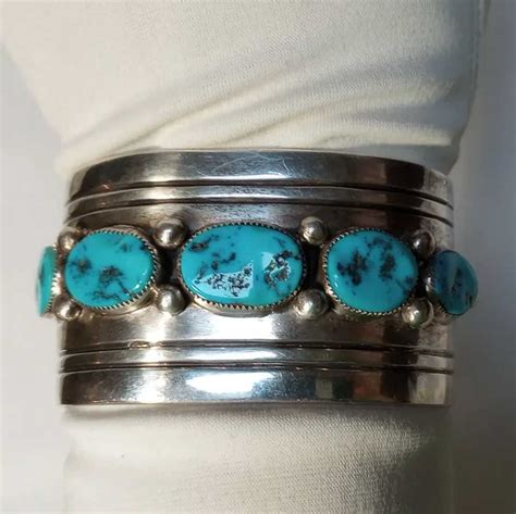 Wilson Begay Navajo Sterling Silver Turquoise Cuff Br Gem
