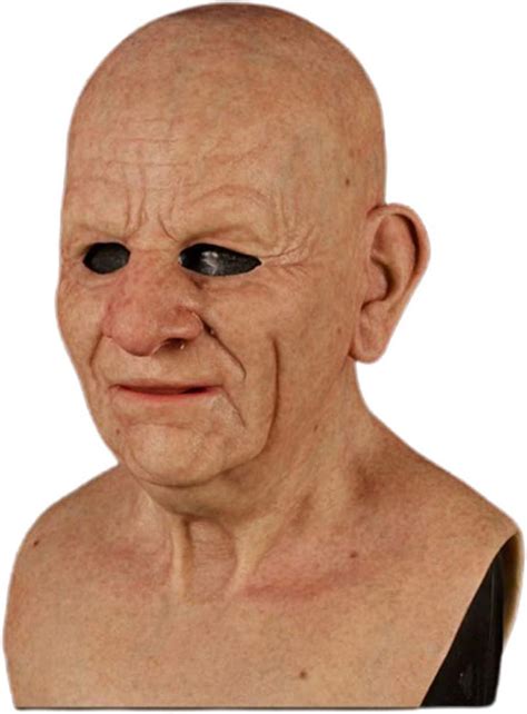 Yekku Halloween Latex Mask Old Man Mask Realistic Elder Old Man Headgear Creepy Horror Mask