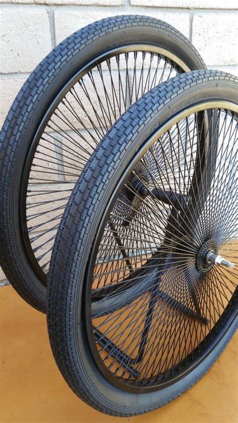 Pair 26 Cruiser Lowrider Bicycle Dayton Black Wheels 144 Spokes Tires