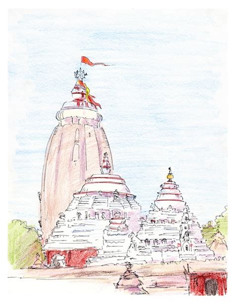 Premium Photo Hand Painted Sketch Of Jagannath Indian Temple