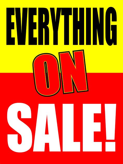 Everything On Sale 18x24 Business Store Retail Signs