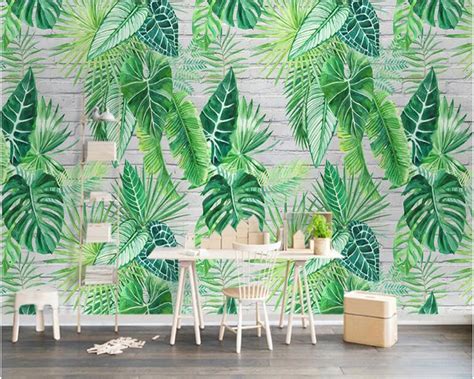 Beibehang Wallpaper Roll Nordic Minimalist Tropical Plant Turtle Leaf