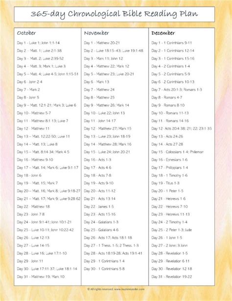 365 Day Chronological Bible Reading Plan Kaylene Yoder Bible