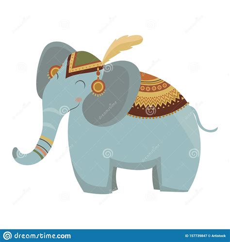 Léléphant Indien En Caricature Illustration Vectorielle Dun éléphant