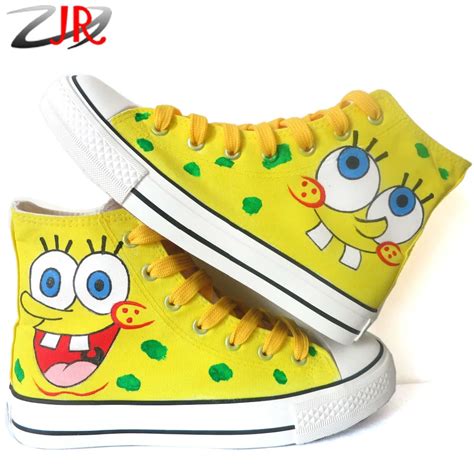 Original Spongebob Shoes For Kids Hand Painted Canvas Shoe Student