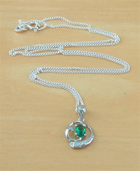 Sterling Silver Emerald Pendant And Chain Emerald Jewellery Uk