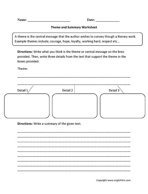 Summarizing Worksheets 4th Grade