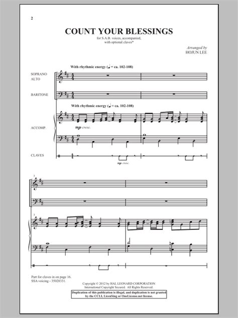 Count Your Blessings Sab Choir Print Sheet Music Now