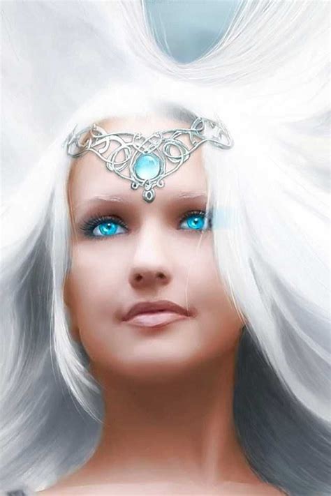Winterfolk Concept Golden Skin Pale Blue Eyes White