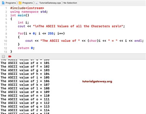 C Program To Print ASCII Values Of All Characters