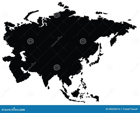 Asia Map Silhouette Vector Art Stock Vector - Illustration of earth