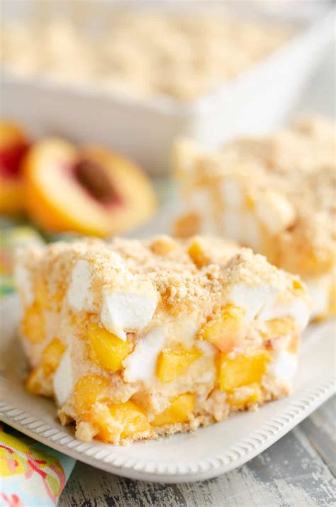 Marshmallow Peach Icebox Dessert