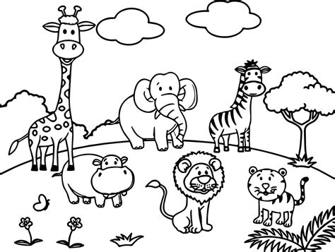 Jungle Animals Coloring Pages For Kids Coloring And