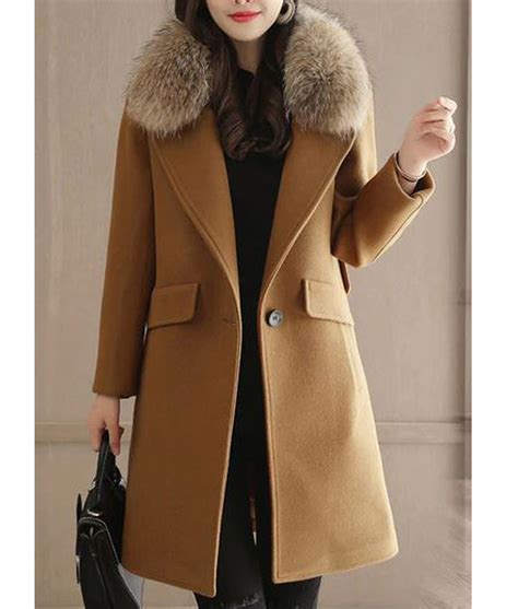 Womens Winter Wool Coat With Fur Collar Jackets Creator