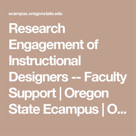 Research Engagement of Instructional Designers -- Faculty Support