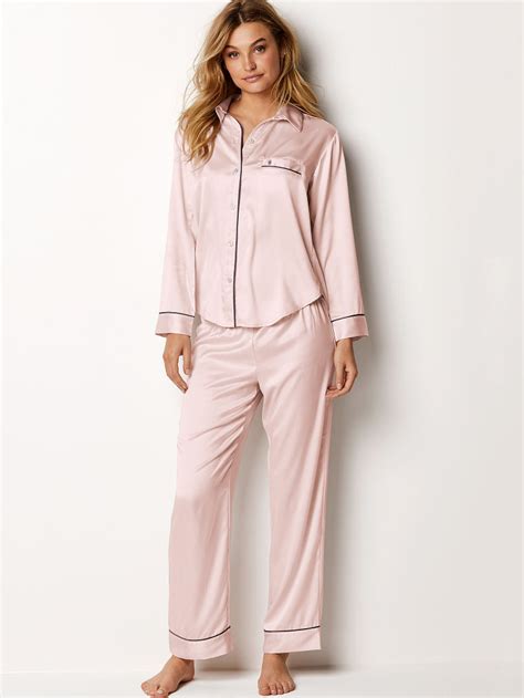 Victoria S Secret Afterhours Satin Pajama Set Iconic Stripe Pink Pajama Xs S M L Ebay