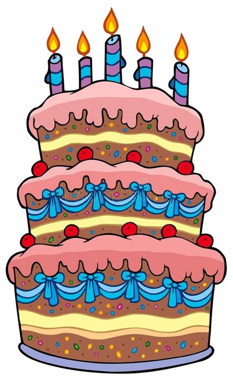 Big Cartoon Cake With Candles Stock Vector Illustration Of Isolated