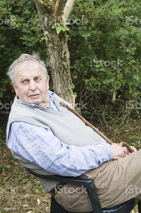 Old Man Sitting Outdoors Stock Photo Download Image Now 80 89 Years