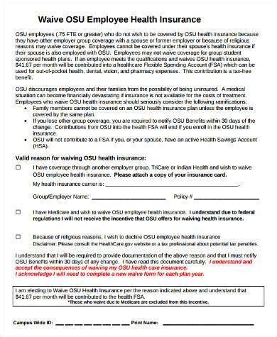 The online insurance verification form does not replace the insurance waiver. FREE 9+ Sample Employee Waiver Forms in PDF | MS Word