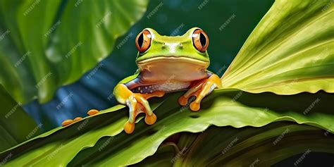 Premium Ai Image Dumpy Frog On Leaves Frog Amphibian Reptile