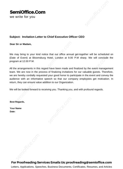 Invitation Letter To Chief Executive Officer Ceo Semiofficecom