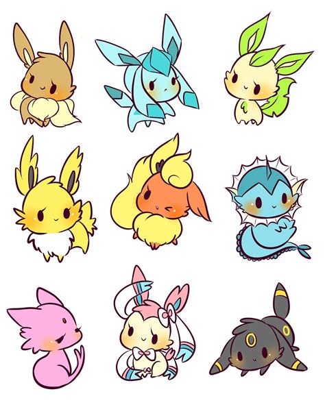 Eeveelution Buttons From Birduyen Cute Kawaii Drawings Cute Pokemon