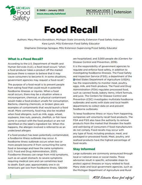 Food Recall Safe Food And Water
