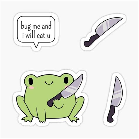 Cute Frog With A Knife Sticker By Electricfangs Cute Frogs Frog