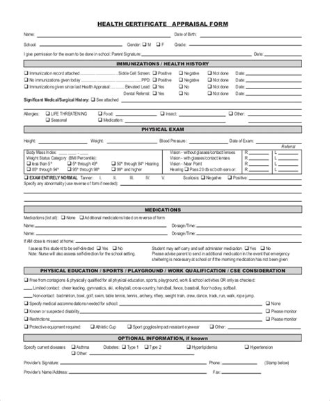 Medical Certificate Form Download
