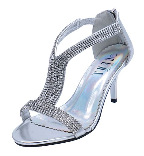 Womens Shoes Ladies Flat Silver Diamante Wedding Party Evening Shoes
