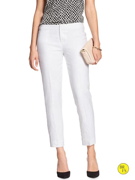 Banana Republic Factory Sloan Fit Slim Ankle Linen Pant In White Lyst