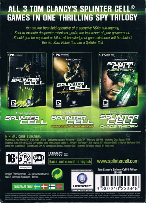 Tom Clancy S Splinter Cell Trilogy Cover Or Packaging Material Mobygames