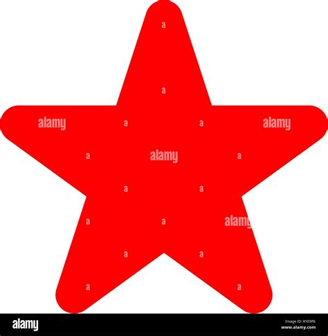 Star Symbol Icon Red Simple 5 Pointed Rounded Isolated Vector