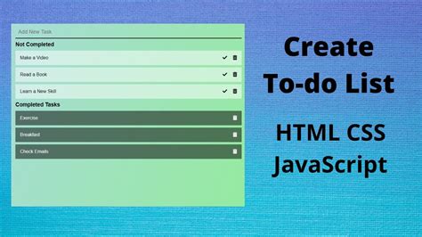 How To Make A To Do List Using Html Css Javascript 2020 Youtube