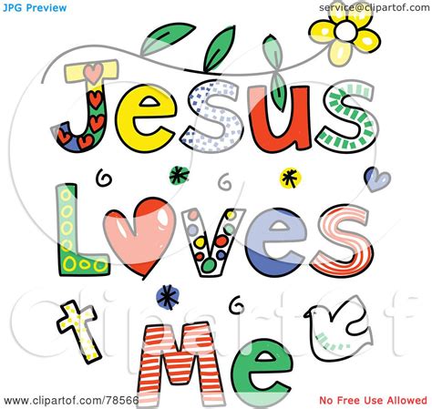Royalty Free Rf Clipart Illustration Of Colorful Jesus Loves Me Words
