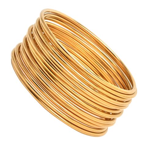 Stackable Gold Bangle Bracelets Set Of 12 At 1stdibs Stackable Gold