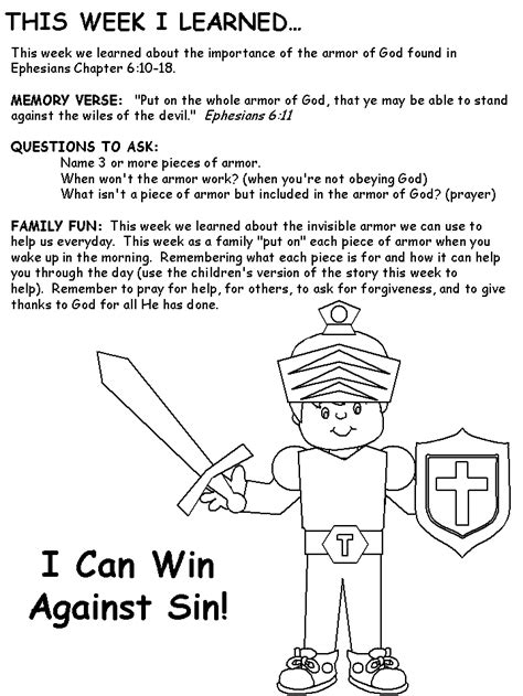 The armor of god is a great passage of scripture to teach to children. 16 Best Images of Youth Ministry Activity Worksheets ...