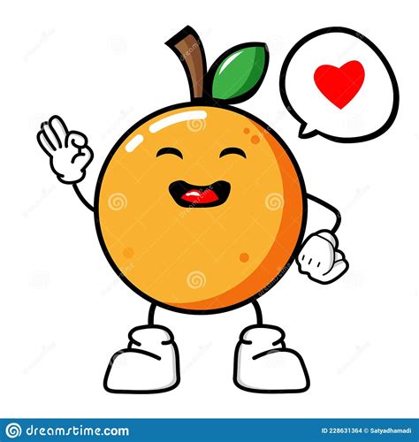 Happy Orange Cute Fruit Character Mascot Vector Design Stock Vector