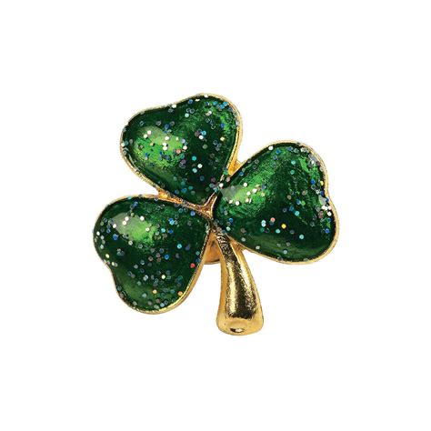 12 Shamrock Shape Glitter Pins Brooches Irish Green St Etsy