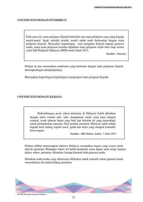 Koleksi soalan percubaan upsr bahasa melayu. SPM : Format Pentaksiran Bahasa Melayu (Kod 1103) Sijil ...