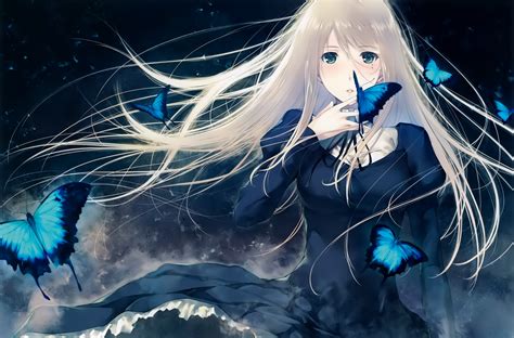 Download 4000x2640 Anime Girl White Hair Butterflies