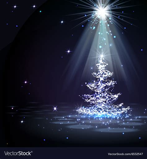 Magic Christmas Tree In Spotlight Royalty Free Vector Image