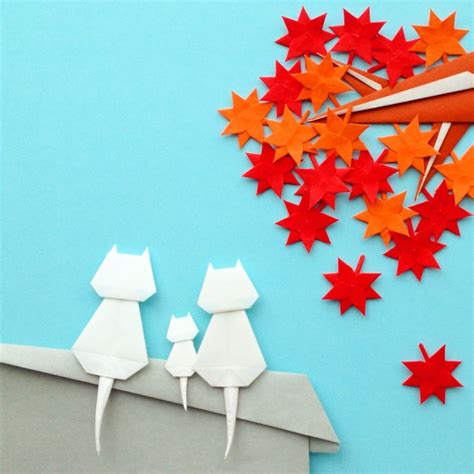 Origami Autumn Leaf Viewing 〜紅葉狩り〜 Bijou Origami Chat Origami