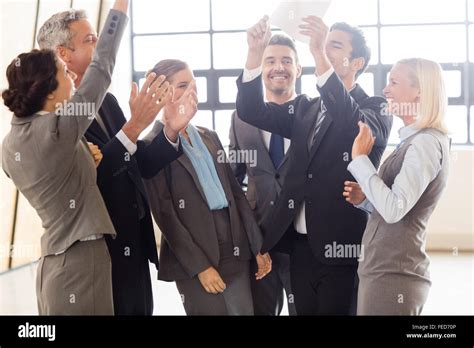 Business Team Cheering And Shouting Stock Photo Alamy
