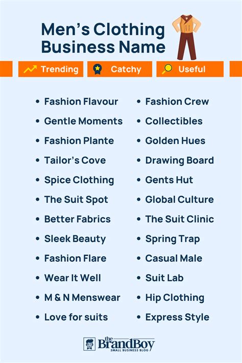 2250 Mens Clothing Brand Name Ideas Generator Examples Thebrandboy