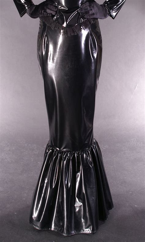 restrictive black pvc hobble skirt with flare from knee latex pinterest hobble skirt