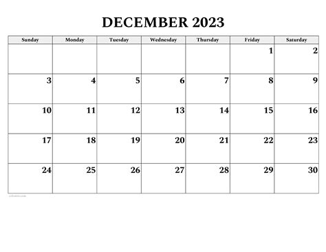 December 2023 Calendar Free Printable Pdf Xls And Png