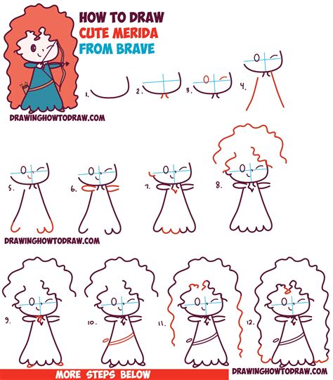 How To Draw Cute Kawaii Chibi Merida From Disney Pixars Brave In Easy