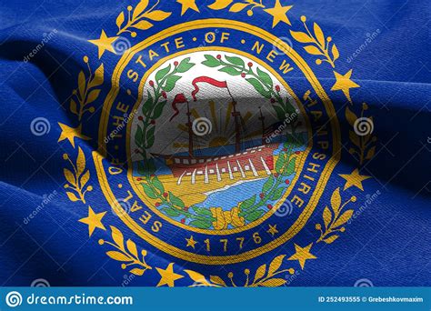 3d Illustration Flag Of New Hampshire Is A State Of United State Stock